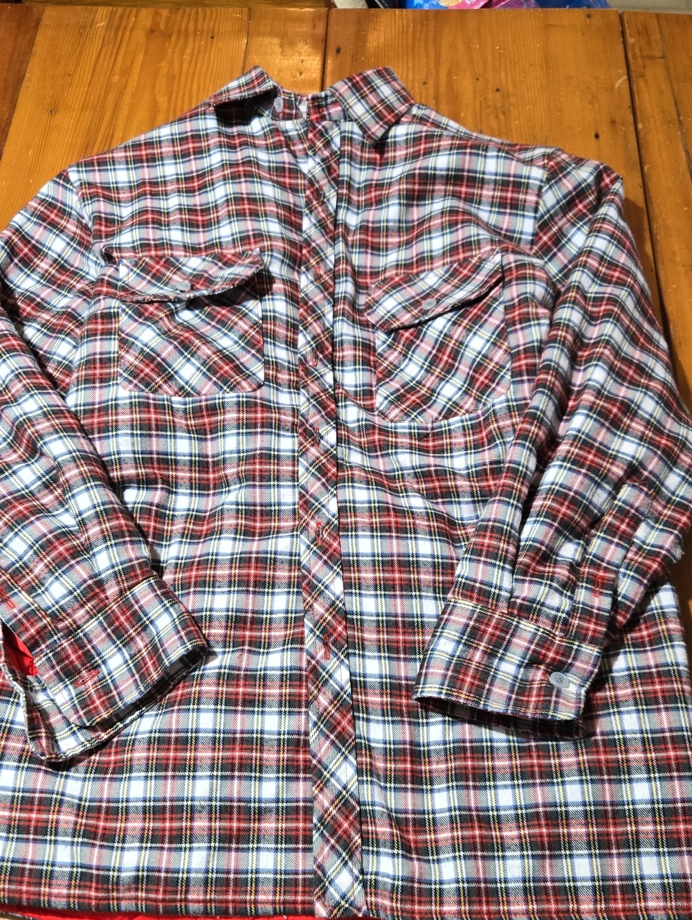 Dickies Red Black White Plaid Shirt Jacket Sz S Lined Quilted